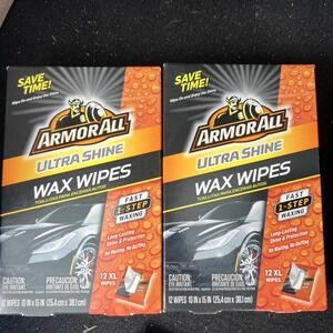 ArmorAll Ultra Shine Wax Wipes 12 XL Fast 1-Step Waxing NOS - Discontinued Lot 2